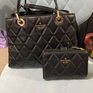 Kate Spade Black Quilted Shoulder Bag and Wallet